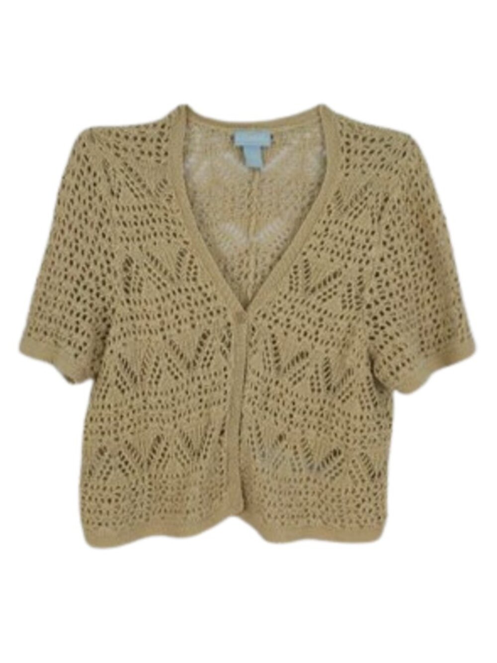 Liz & Me 1X Tan Cotton Open Knit Shrug Cardigan